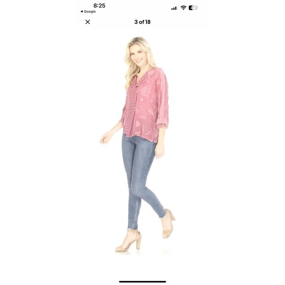 Johnny Was Violet Pine Cruise Eyelet Embroidered Jacket Boho Zodiac Lace Small - Picture 2 of 16